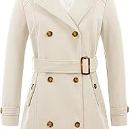 Women's Double Breasted Pea Coat Hooded Long Winter Trench Coat-image-50