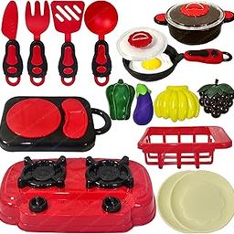 FunBlast Kitchen Play Set for Kids - 19 Pcs Cooking Toys With Utensils, Pretend Food, Vegetables, Fruits - Role Play for Girls-image-98