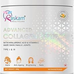 Raskam Advanced Peptide Powder, Type 1 & 3 Peptides Powder for Glowing Skin & Hair | Supplements for Men & Women, Flavored & Easy to Mix (Orange,265gm)-image-4