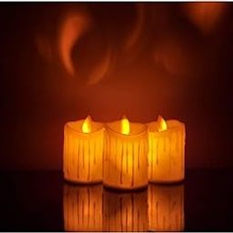 Ansawi Flame Swinging LED Candles || Set of 3 Flameless Electronic Melted Design Candles for Decoration (Batteries Included)-picture-29