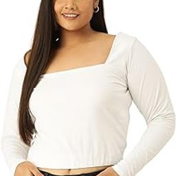 Plus Size Women's 6227BCWHITE Solid Color Crop Tank Top-image-82