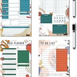 Windup Magnetic Planners Combo – To Do List, Meal Planner, Daily Planner, Weekly Planner – Reusable Dry-Erase - Set of 4 A5 (6x9 in) - with 2 Marker Pens-11