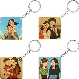 Anime Art Style Keychains, Family Moments Collection, Pack of 4-image-79