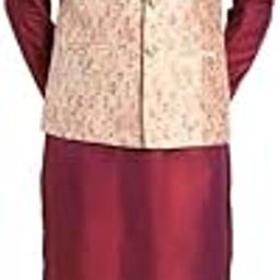 Men's Kurta Jacket Churidar Set, Multi Silk Blend, Jacquard Long Sleeves Regular Fit Mandarin Collar-picture-1
