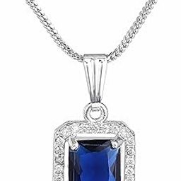 Gehena Fashion Jewellery Pendants for Women: Stunning American Diamond Square Design Solitaire Halo Pendant with Chain/Pendant Necklace Option in 7 Colors -Dynamic Chic for Girls & Women-image-92