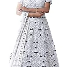 julee Women's Net Embroidered Semi-Stitched Gown - (Aliya-New2)-picture-4