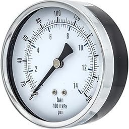 Dry Center Back Mount Pressure Gauge with 3.5" Dial, 0-200 PSI, 1/4" Male NPT Connection, Chrome Bezel, Brass Internals and Plastic Lens (1)-10