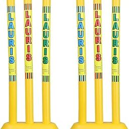 LAURIS Cricket Plastic Wicket Stump Set Medium Size with Stand Base Having 24 inches Length 2 Sets Having 6 wickets with 4 bails and 2 Bases Packed in a Beautiful tetron Bag-image-86
