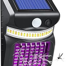Waqif Bug Zapper Outdoor 3 in 1 Mosquito Zapper Black Solar Bug Zapper Electric LED Light Fly Mosquito Killer Lamp with Motion Sensor for Outdoor Backyard Patio Camping-10