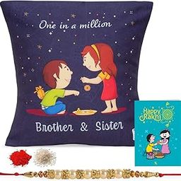 Kaameri Bazaar One in Million Brother Quote Printed Cushion with Filler, Rakhi for Brother, Roli and Greeting Card - Raksha bandhan Gift for Brother bhai Men-image-44