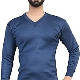 JS Oswal Men V-Neck Blue Thermal Top (Size -90)-image-58