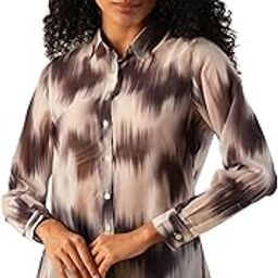 Women Cuffed Sleeves Animal & Abstract Print Georgette Workwear Shirt-image-34