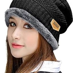 (Pack of 1 Women Girls Winter Woolen Black Beanie Cap, Design May Vary-image-18