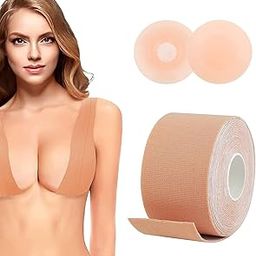 Boob Tape with 10 Nipple Pasties, Multipurpose Body Tape for Women, Push Up and Lifting Breast Tape, Boob Tape for Big Breasts, Skin Friendly Adhesive Tape (Pack of 1) Multicolour.-image-85