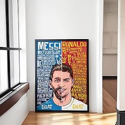 SINCE 7 STORE Cristiano Ronaldo & Lionel Messi Legendary Stats Framed Poster For Gifting/For Room Decor/For Football Fans (A3, BLACK)-picture-21