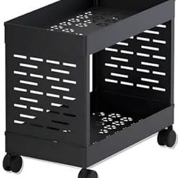 MASHUR FAB 2-Layer Slim Kitchen Storage Rack with Wheels | Multipurpose Plastic Organizer Shelf for Fruits, Vegetables & Bottles | Compact Trolley Rack for Pantry, Bathroom & Home (Black)-picture-18