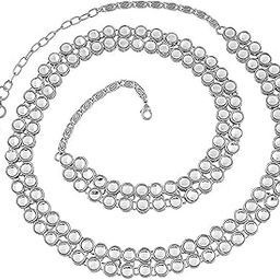 Silver & Gold Plated Ethnic Kundan Studded Kamarband/Waist Belly Chain for Women (B016-1)-image-21