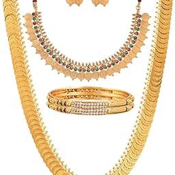 Gold Plated and Bangles & Maharani Temple Coin Necklace Set for Women & Girls (Design_01, 2.8 Inches)-15