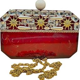 Purse for Bridal Embroidered Clutch Bag Party Purse Handbag for Bridal Girl's Clutch Clutches for Women Resin Clutch Bag Stone Hand Bag Floral Rhines Clutch Wedding Purse Mini Clutch - Green Pearl-image-29