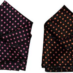 Men’s Satin Pocket Square Set – Black with Pink & Orange Polka Dots – Stylish Suit Handkerchief-image-75