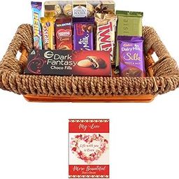 SFU E Com Premium Rocher With Premium Chocolate Gift Hamper | Valentine Chocolate With Love Greeting Card | Valentine Chocolate Hamper | 496-47