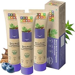 Herby Angel Baby Toothpaste Berry Burst - Herbal Kids Oral Care with Neem, Khadir & Meswak | Promotes Strong Teeth & Healthy Gums | Fluoride Free,Organic & Safe for Toddlers -100gm (Pack of 3)-image-97