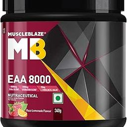 MuscleBlaze EAA 8000 Powder (Razz Lemonade, 340g, 25 Servings) | 8000mg EAAs Blend, 1000mg Hydration Blend | 750mg L-Citrulline-21
