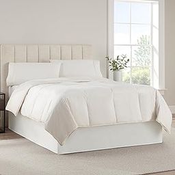 SERTA Modern Solid Bed Skirt, Hotel Quality Dust Ruffle with 13 Inch Drop, Machine Washable, Twin, White-image-81