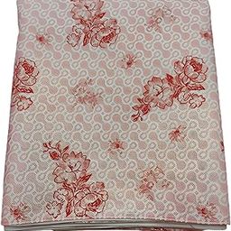 unstitched pink colored 100% cotton shirt fabric with self designed light rose cloth-image-36