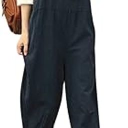 Ubervia Women Summer Cotton Linen ROM rs Jumpsuits Vintage SLE Ba l Overalls Strapl Plus Size Playsuit-image-27