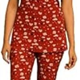 Plus Size Multi-Heart Print Night Suit for Women in Red Color | Cotton Blend Fabric | Comfortable Summer Wear | Available in 3XL & 4XL Sizes-image-15