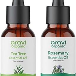 Aravi Organic 100% Pure Tea Tree And Rosemary Essential Oil For Healthy Hair and Skin - For Women and Men -15 ml Each-image-74