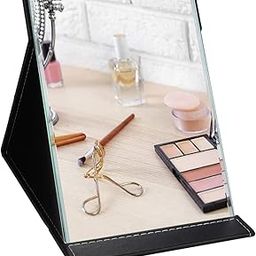 TOMATUS® Portable Folding Mirror, Makeup Mirror with Stand for Office Desk, Vanity, Table, Travel, Pack of 1, Black-6
