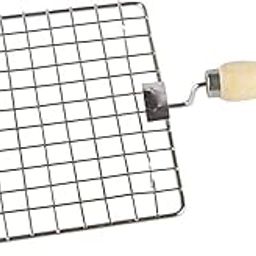 BE MALL Round Barbeque Jali Roti Roast Grill Papad Roaster Chapati Toast Grill Wooden Handle Paneer Tandoor Net (Square)-image-34