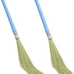 Long Handle No-Dust Broom [𝗣𝗮𝗰𝗸 𝗼𝗳 𝟮] – Lightweight, Washable Fiber & Plastic Jhadu for Home, Floor & Ceiling Cleaning-2
