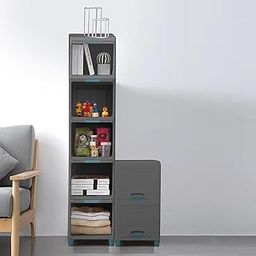 HOLLIO Foldable Plastic Cabinet For Storage Wardrobe For Clothes Plastic Cupboard For Clothes Modular Drawer Storage Chest Of Drawers Organizer Storage Box (5 Layer, GREY)-image-51