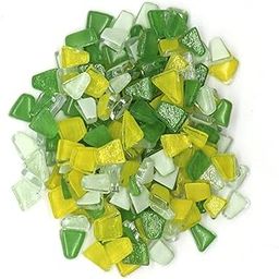 Sweven Art Mosaic Tiles, Irregular Trapezoids 10-12mm Size, 4mm Thick, Textured Effect Tiles in Yellow, Green & Light Green(Pack of 200Gms)-image-64
