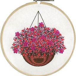 Embroiderymaterial Paper Embroidery Kit For Beginners/Cross Stitch Blossom Basket Design Digital Printed Cloth & Written Instructions All Material Included (Blossam Design 4Th Color),Multi-Coloured-image-74