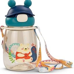 BAYBEE SnowSip Baby Sipper Bottle with Straw for Kids | Leak Proof Sipper Water Bottle | BPA Free & Non-Toxic with Adjustable Strap 540ml Capacity | Drinking Water Bottle for School Kids Boys Girls-image-6
