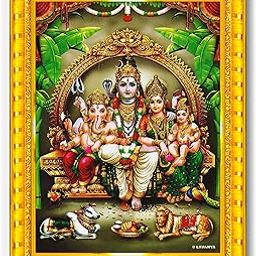Shiv Parivar Family Siva Parvati Lord Shiva Wall Painting Framed Home Decor (Wood,Matte,Gold,Small Size,6 x 8 Inch) R147S-image-53