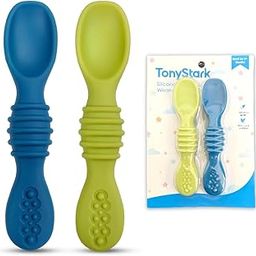 TONY STARK Silicone Spoon Set of 2, Baby Spoons Feeding, Weaning Spoon for Baby 6 to 12 Months, Gum Friendly, BPA Free, Soft & Durable Self-Feeding Spoons-14