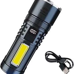 RENMAX Very Strong Beam Telescopic Zoom Hand Torch | 3-Light Modes | 5000mAh Rechargeable Battery with C-Type Fast Charging | Rainproof Metal-Plastic Body -1 Pc (15 Cm Black)-11