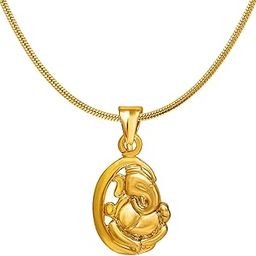 Exa Collection Ganesh Moon Gold Plated Religious God Pendant for Men & Women PS6012034G-image-74