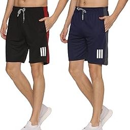 5IVE DEGREE Men's Sports Shorts Pack of 2 Polyester with 2 Zipper Pockets-image-77
