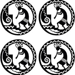 Kokopelli 2" Circle 4 pcs Black Fused Glass Decal-image-41
