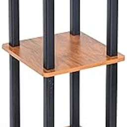 Livzing Turn-N-Tube 3 Tier Wooden Bedside Table for Bedroom-Multipurpose Table for Living Room-Wall Corner Bookshelf-Standing Rack-Tiered Shelf Space Saving Organizer-Brown-picture-4