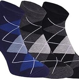 Socks for Men | Stylish Net Diamond Design Ankle Length Socks | Non-Slip Grip, Comfortable | Perfect for Every day | Free Size | Pack of 3 Pairs-image-70