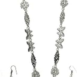 German Oxidised Silver Chain Durga Pendant Necklace with Earrings Set for Women-image-79