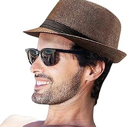 Fedora Hat for Men Outdoor Summer Protection, Fashion Trendy Beach Vacation Caps, Classic Stylish Lightweight Travel Hats, Breathable Foldable Packable Vintage Casual Sun Hat-image-69