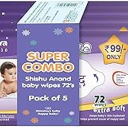 Shishu Anand Baby Wipes with Aloe Vera & Licorice, 72 Wipes (Pack of 5) | pH Balanced | Gentle on Skin | Clinically Tested-image-40